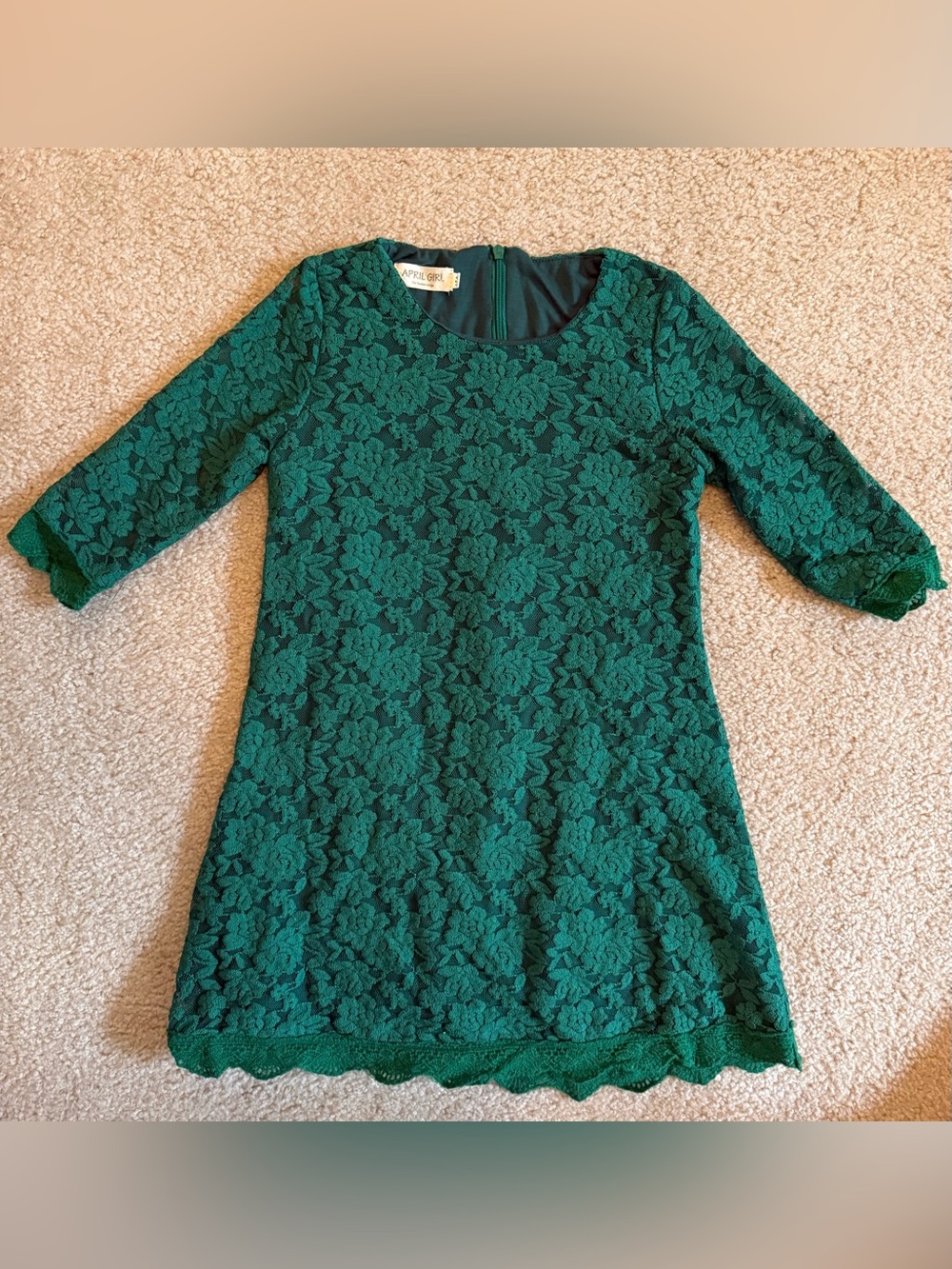 Girls' Emerald Green Lace Formal Dress by Apple Bottoms